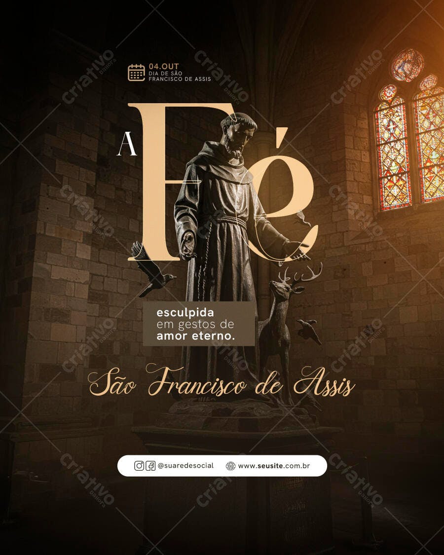 Flyer Dia de São Francisco de Assis Fé PSD Editável
