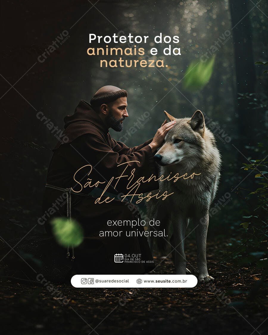 Flyer Dia de São Francisco de Assis Protetor Animais PSD Editável
