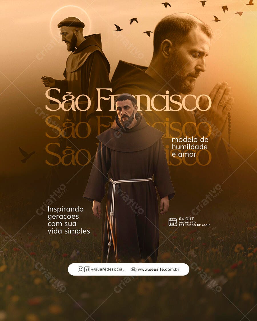 Flyer Dia de São Francisco de Assis PSD Editável