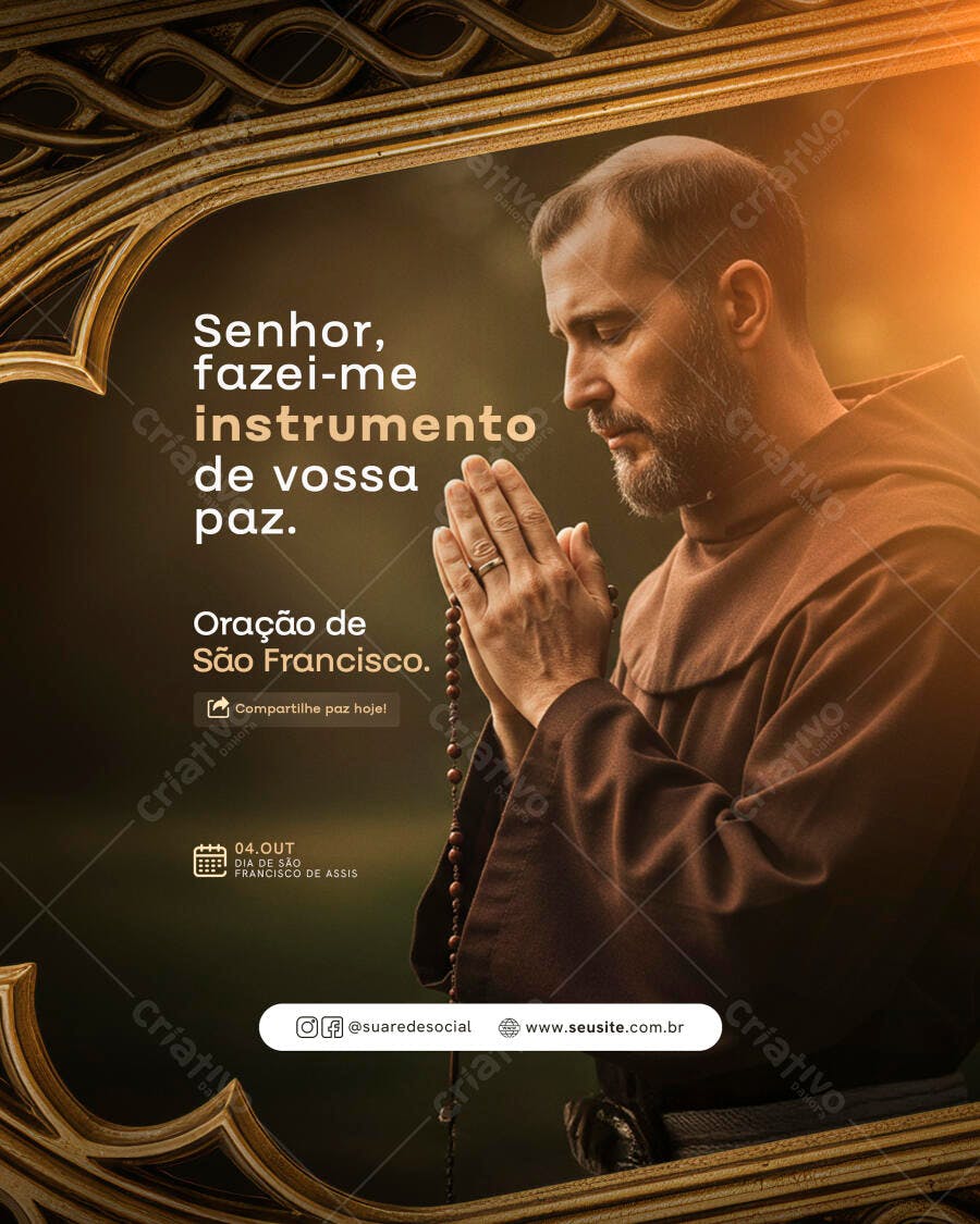 Flyer Oração de São Francisco PSD Editável