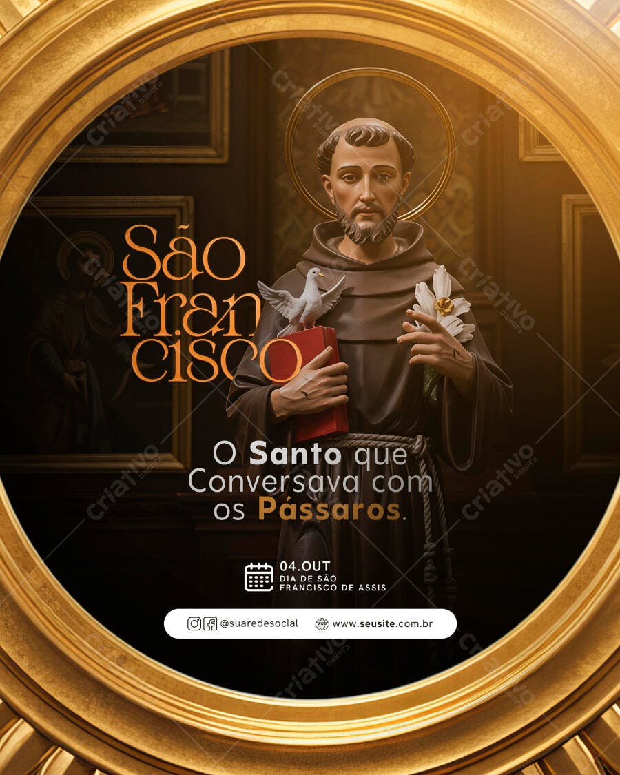 Post para Dia de São Francisco de Assis PSD Editável