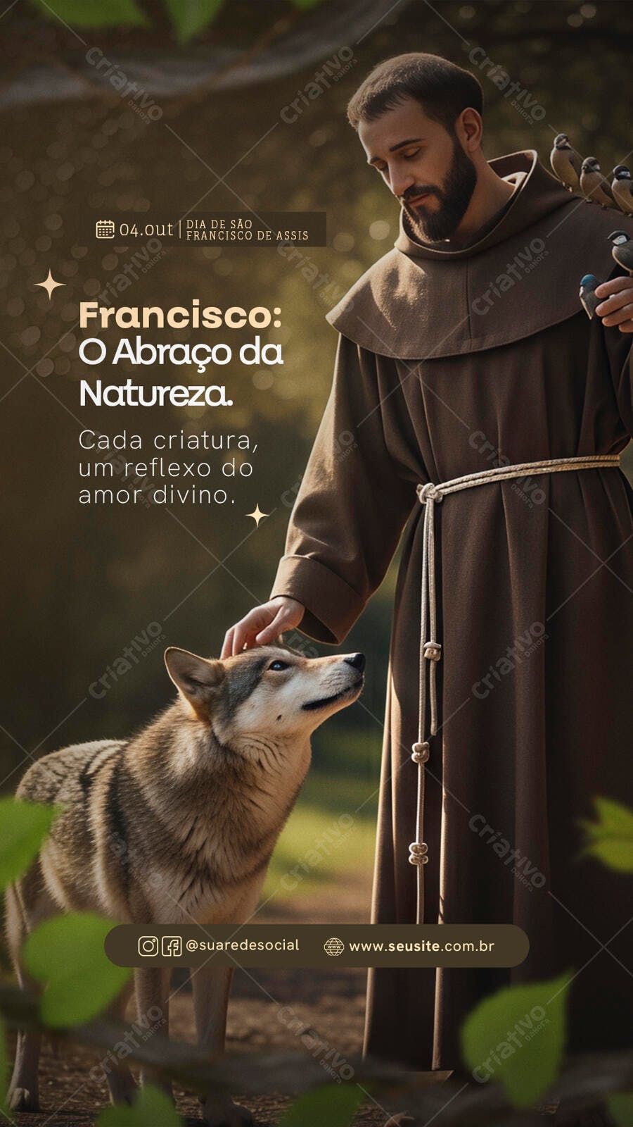 Flyer Religioso São Francisco de Assis Natureza PSD Editável