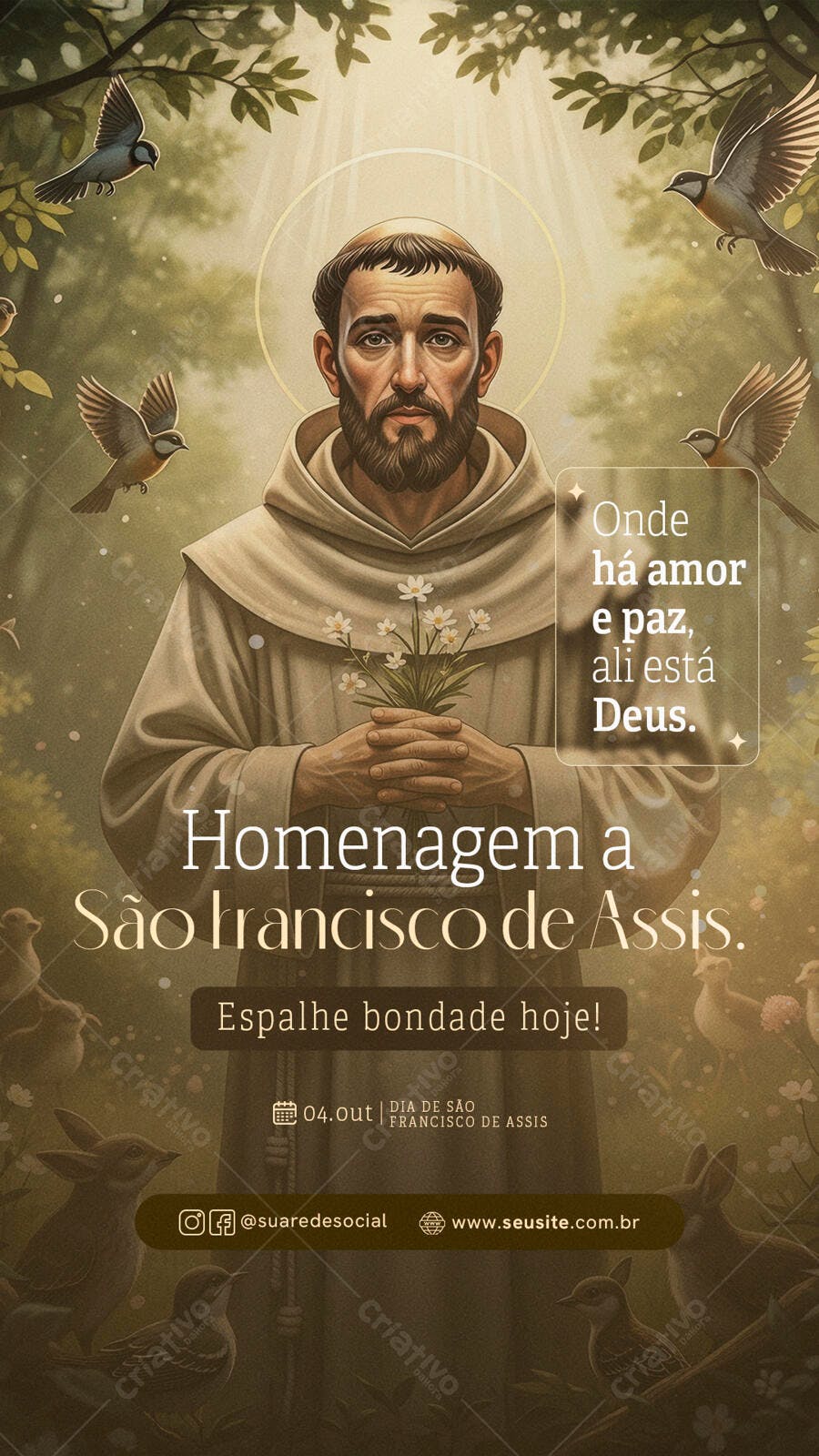 Flyer para Dia de São Francisco de Assis PSD Editável