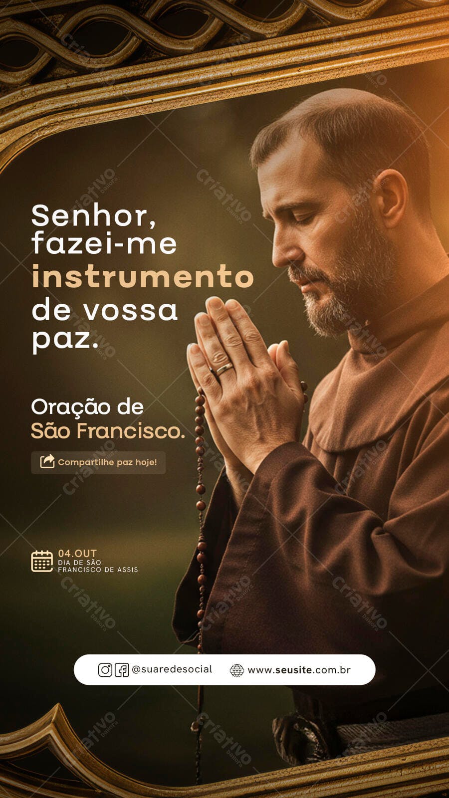 Post para Redes Sociais Dia de São Francisco de Assis PSD Editável