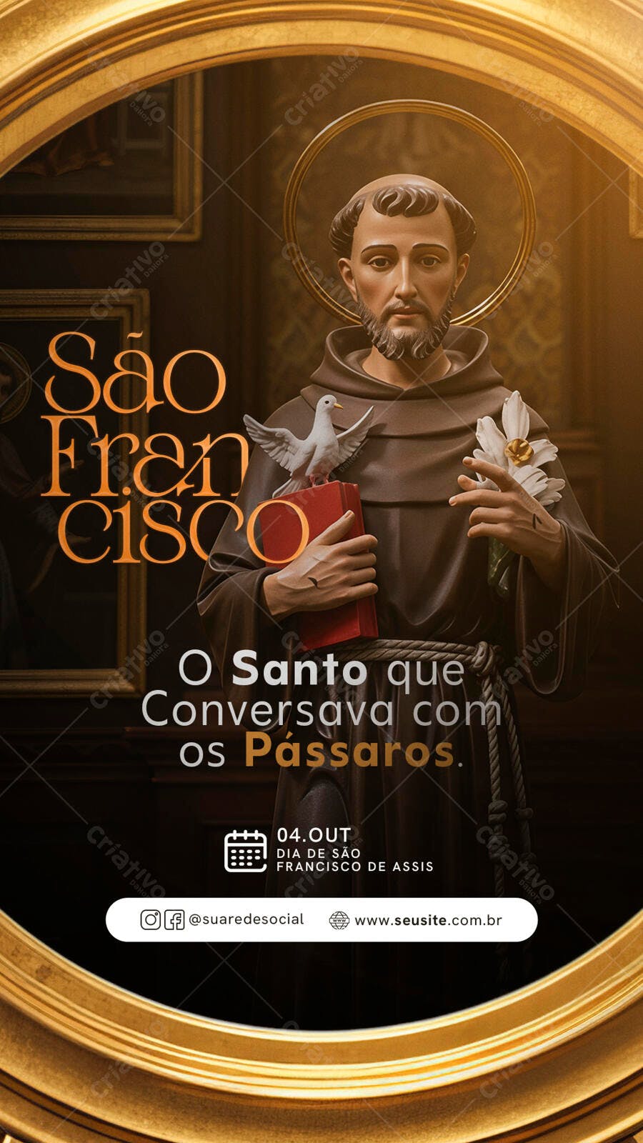 Flyer São Francisco de Assis Pássaros Santo PSD Editável
