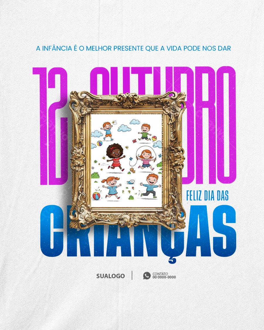 Post Dia das Crianças 12 Outubro PSD Editável
