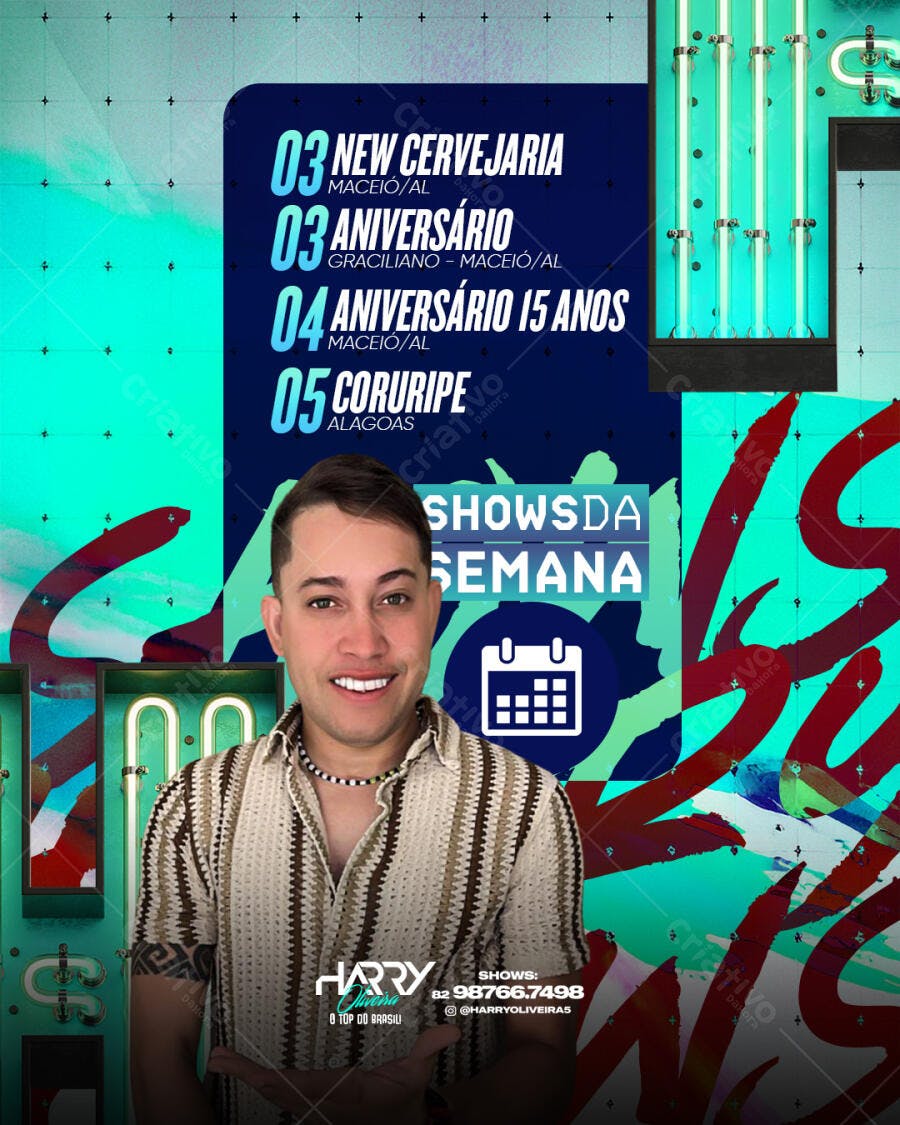 Flyer Shows da Semana Harry Oliveira PSD Editável