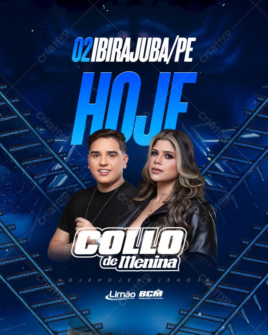 Flyer de Evento para Show COLLO de Menina 02 Ibirajuba PE HOJE PSD Editável