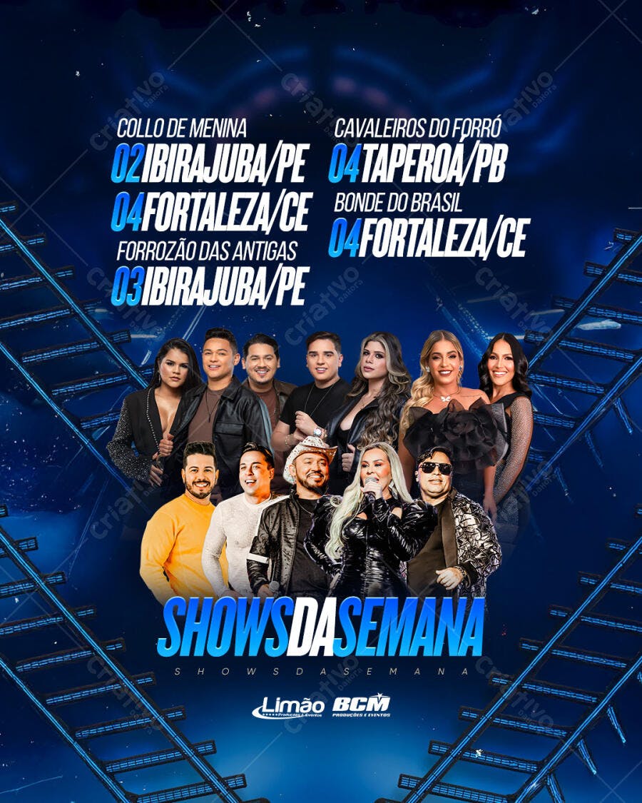 Flyer de Shows de Forró da Semana PSD Editável