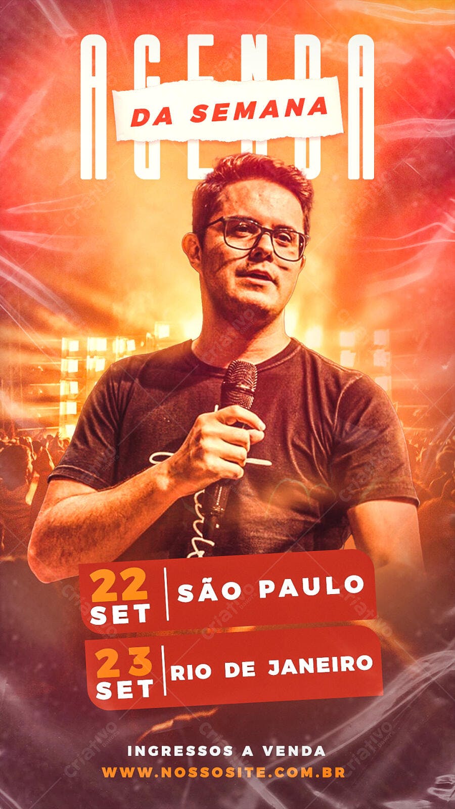 Flyer Vertical para Agenda da Semana de Eventos PSD Editável
