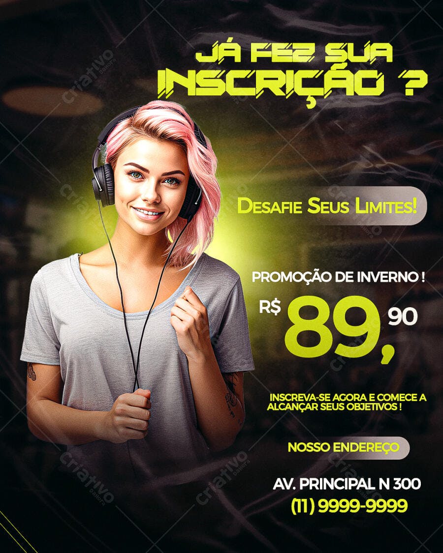 Flyer Inscrição Promoção Inverno PSD Editável