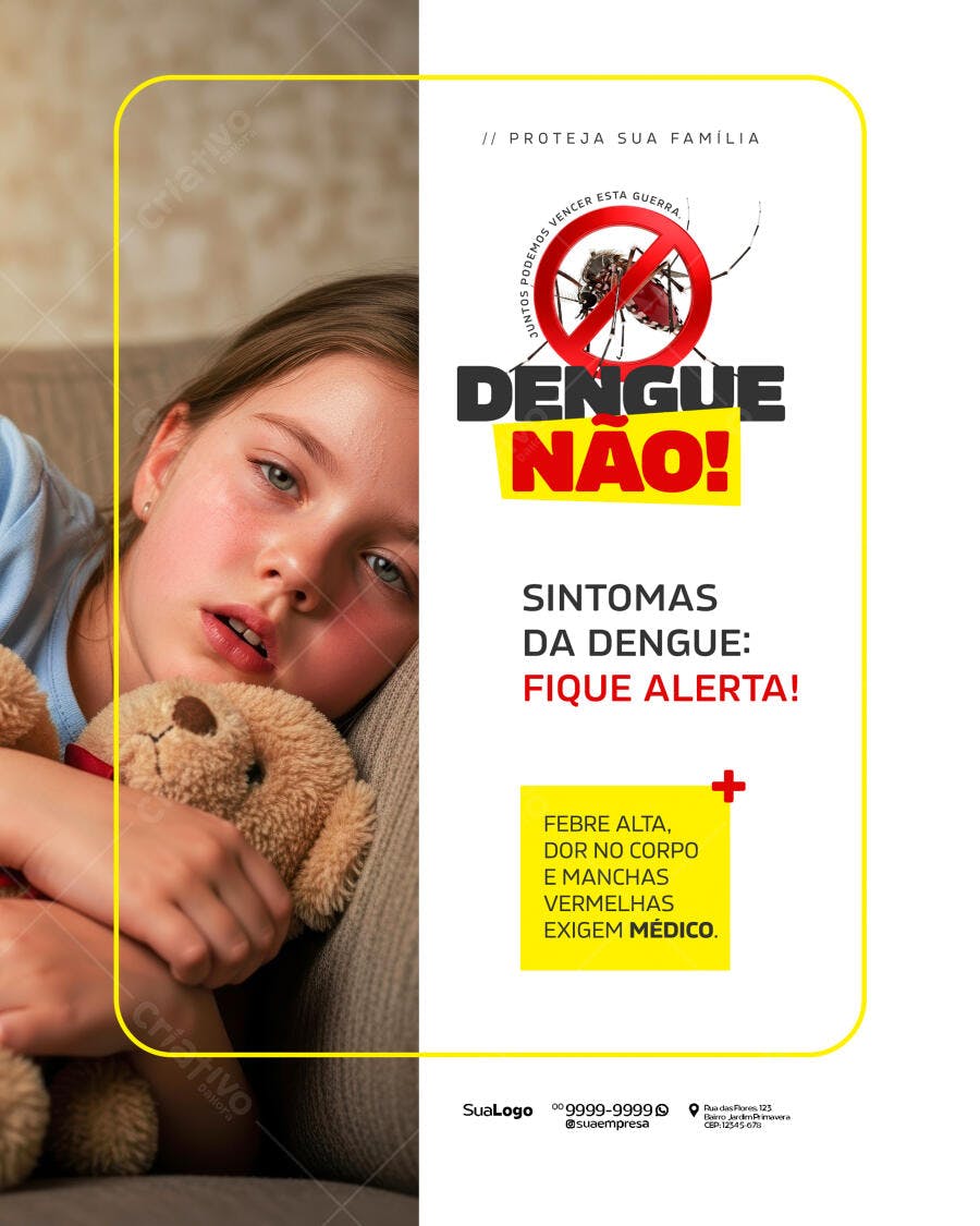 Flyer Campanha de Conscientização Dengue PSD Editável