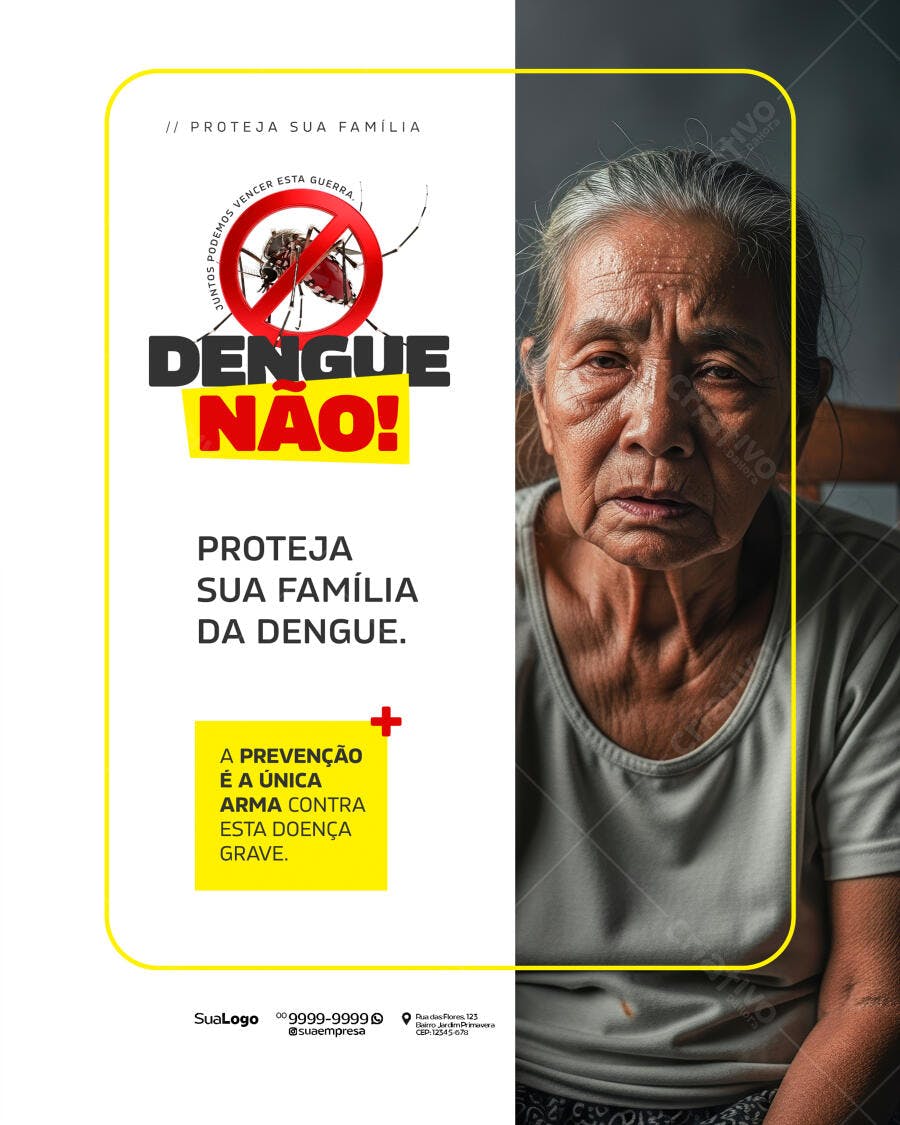 Flyer Campanha Dengue Nao Proteja Familia Idosa PSD Editável