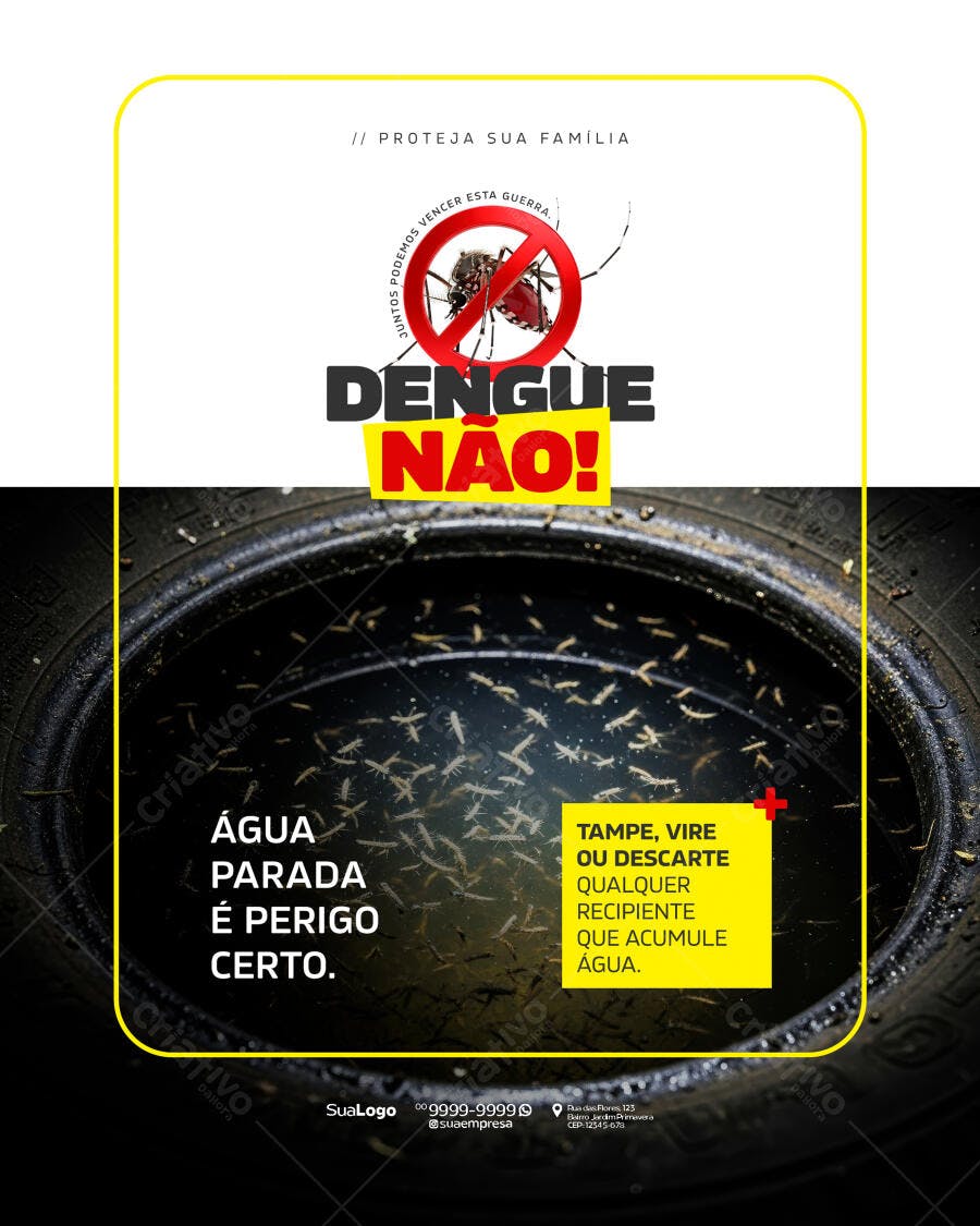 Flyer Campanha Dengue Não Água Parada PSD Editável