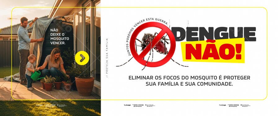 Flyer Campanha Dengue Família Jardim Proteção PSD Editável