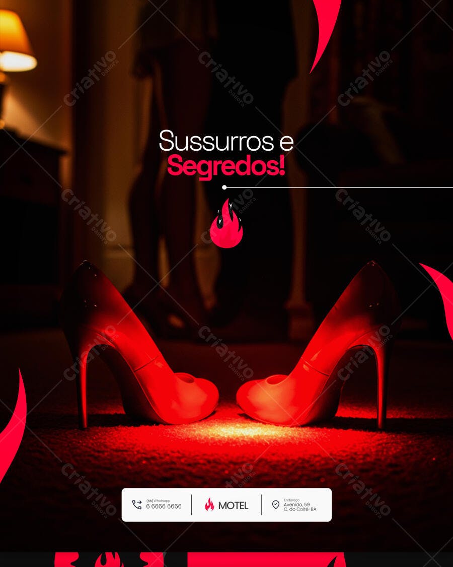 Post para Redes Sociais para Motel Sussurros e Segredos PSD Editável