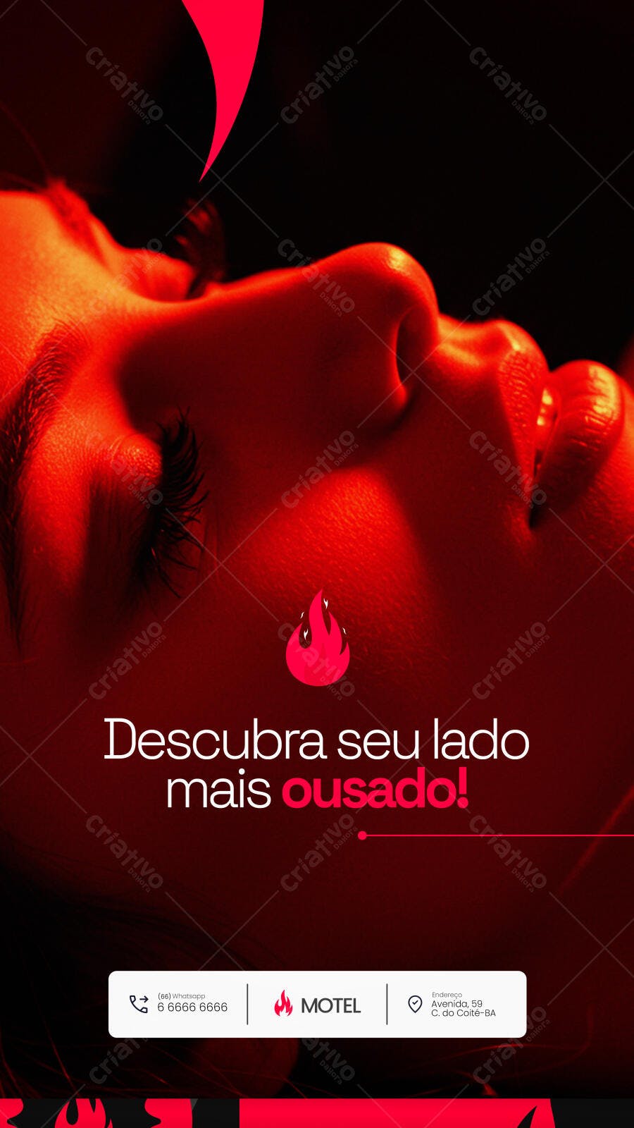 Flyer para Motel Íntimo 'Descubra seu lado mais ousado!' PSD Editável