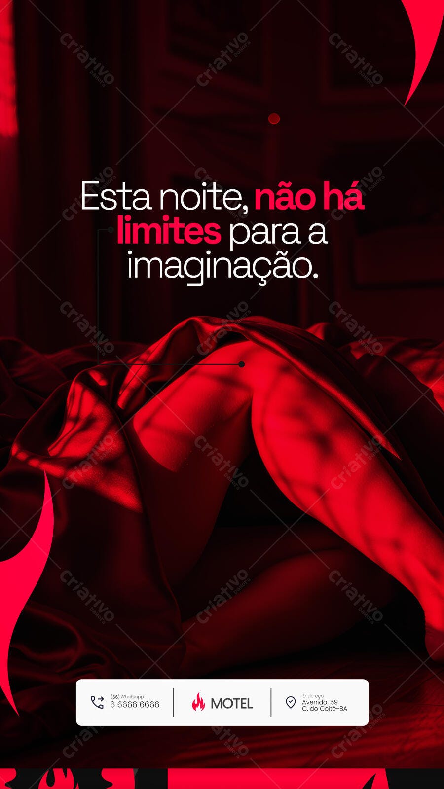 Story Instagram para Motel Vermelho Sensual Noite Sem Limites PSD Editável