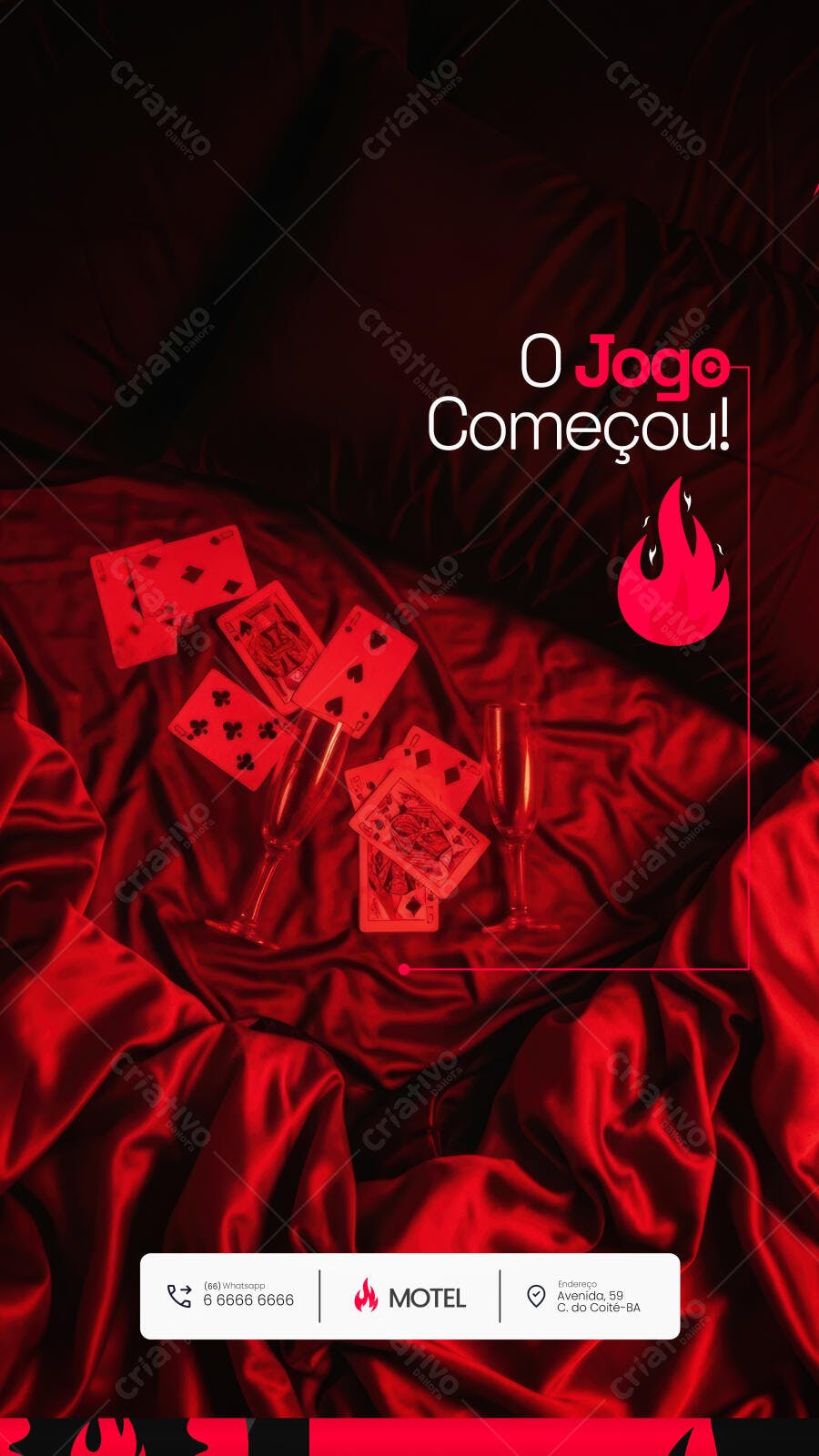 Flyer para Motel Noite Romântica O Jogo Começou PSD Editável