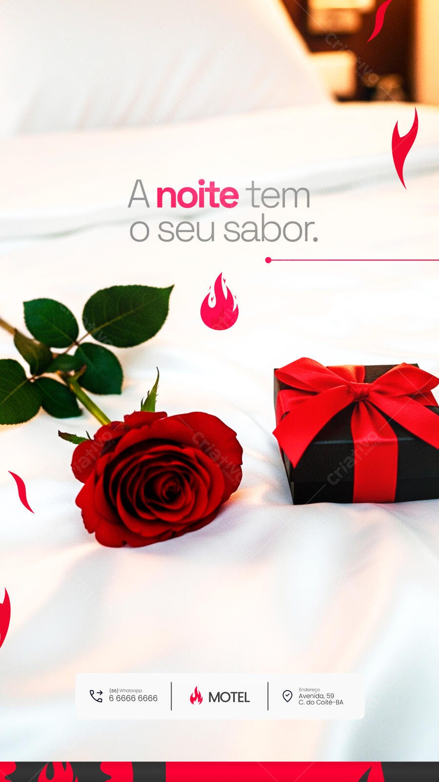 Flyer Vertical Motel A Noite Tem Seu Sabor PSD Editável