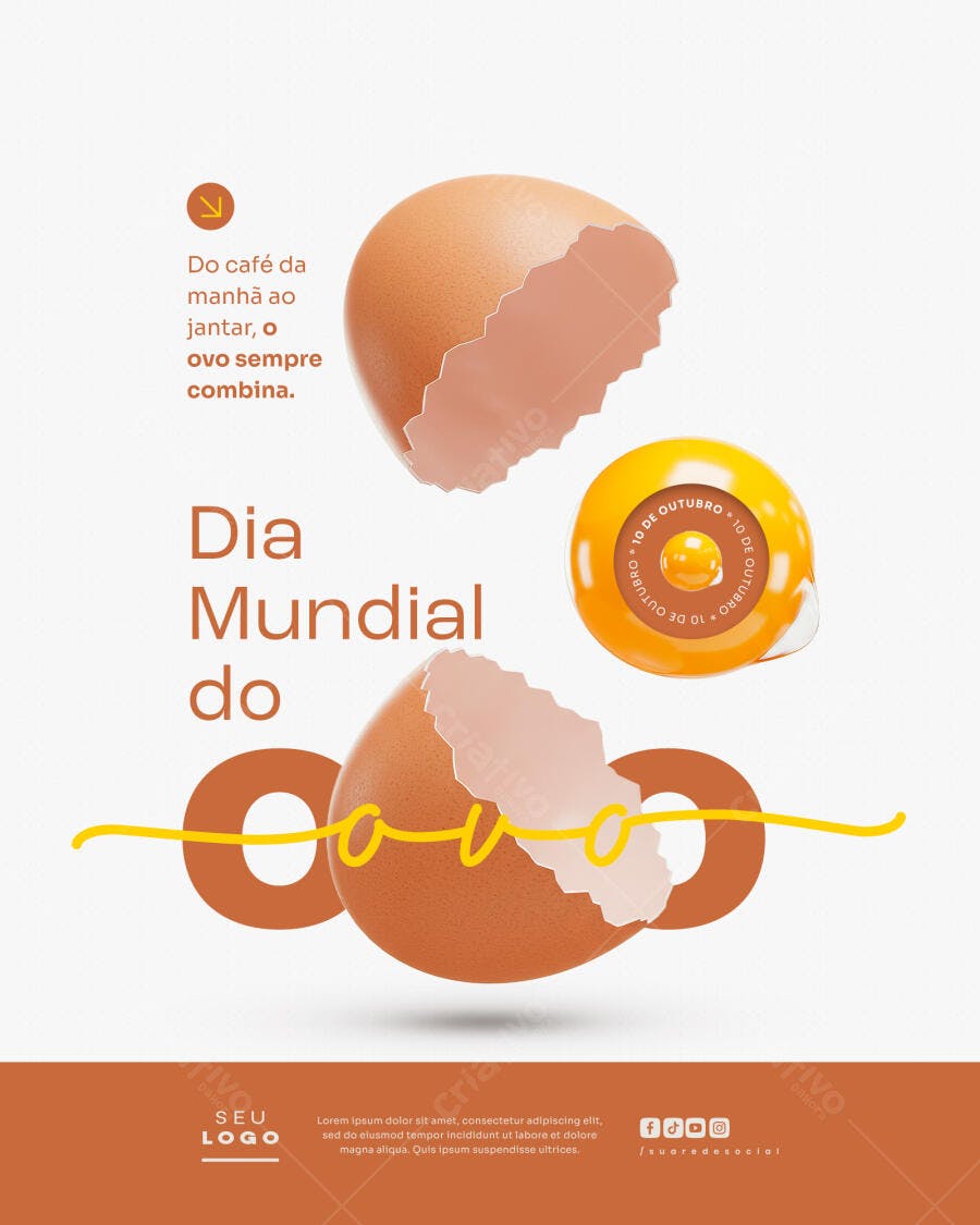 Flyer Dia Mundial do Ovo 10 de Outubro PSD Editável