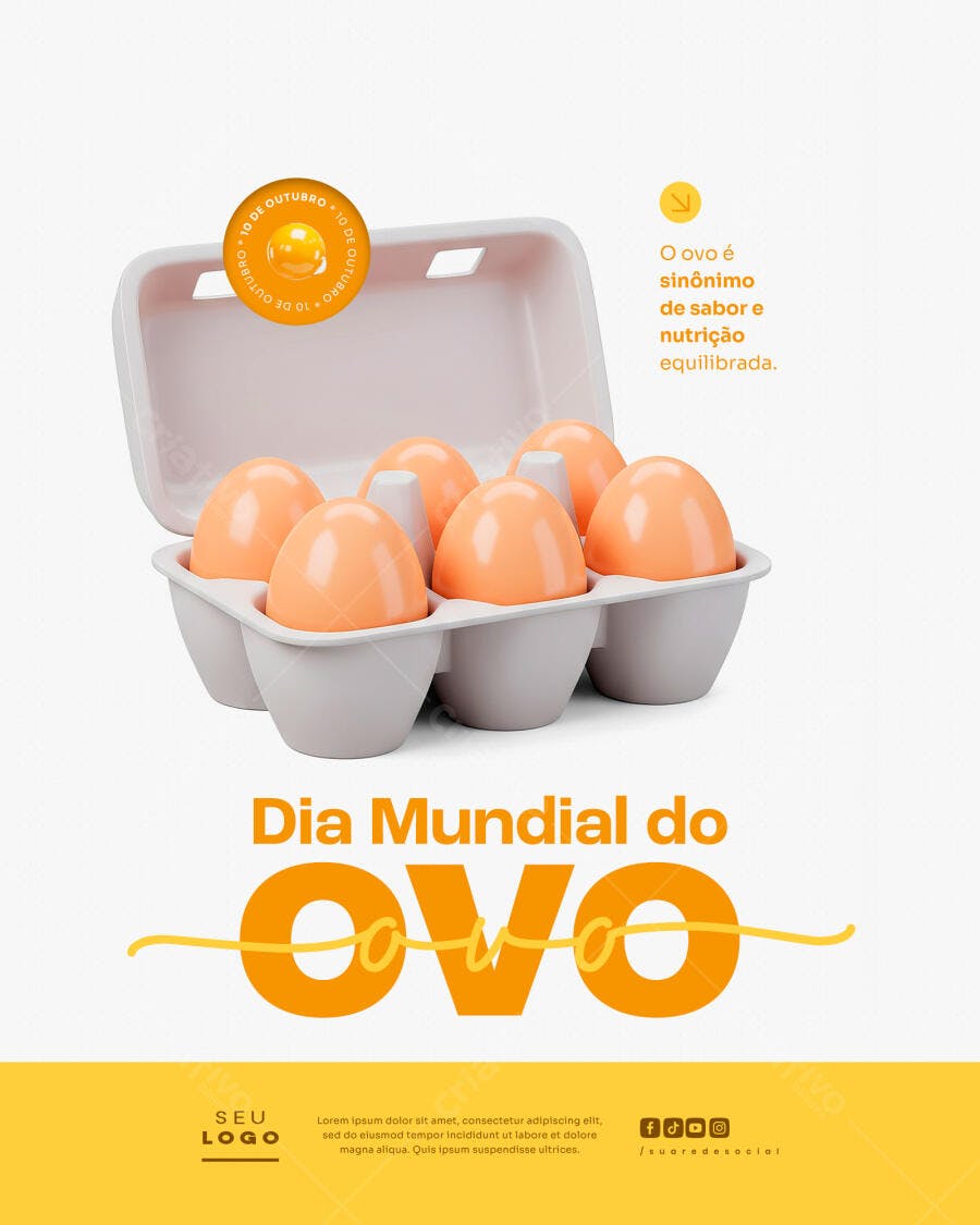 Post para Dia Mundial do Ovo 10 de Outubro PSD Editável