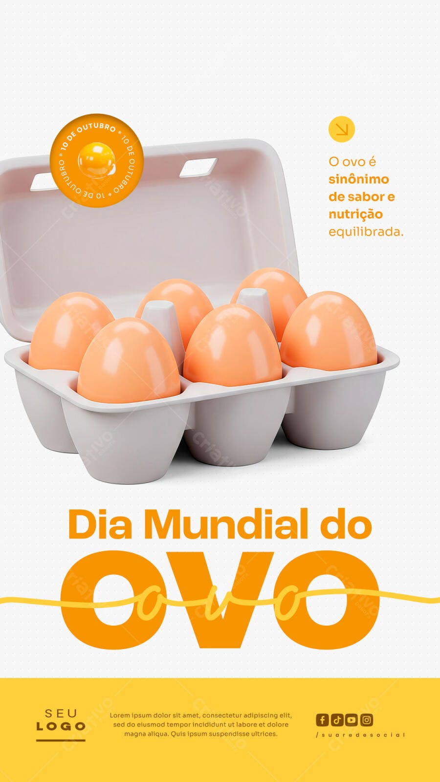Flyer Dia Mundial do Ovo 10 de Outubro PSD Editável