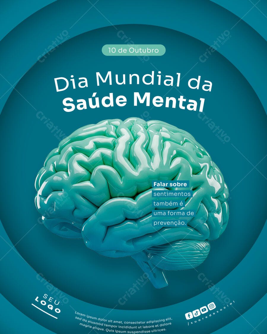 Flyer Dia Mundial da Saúde Mental PSD Editável