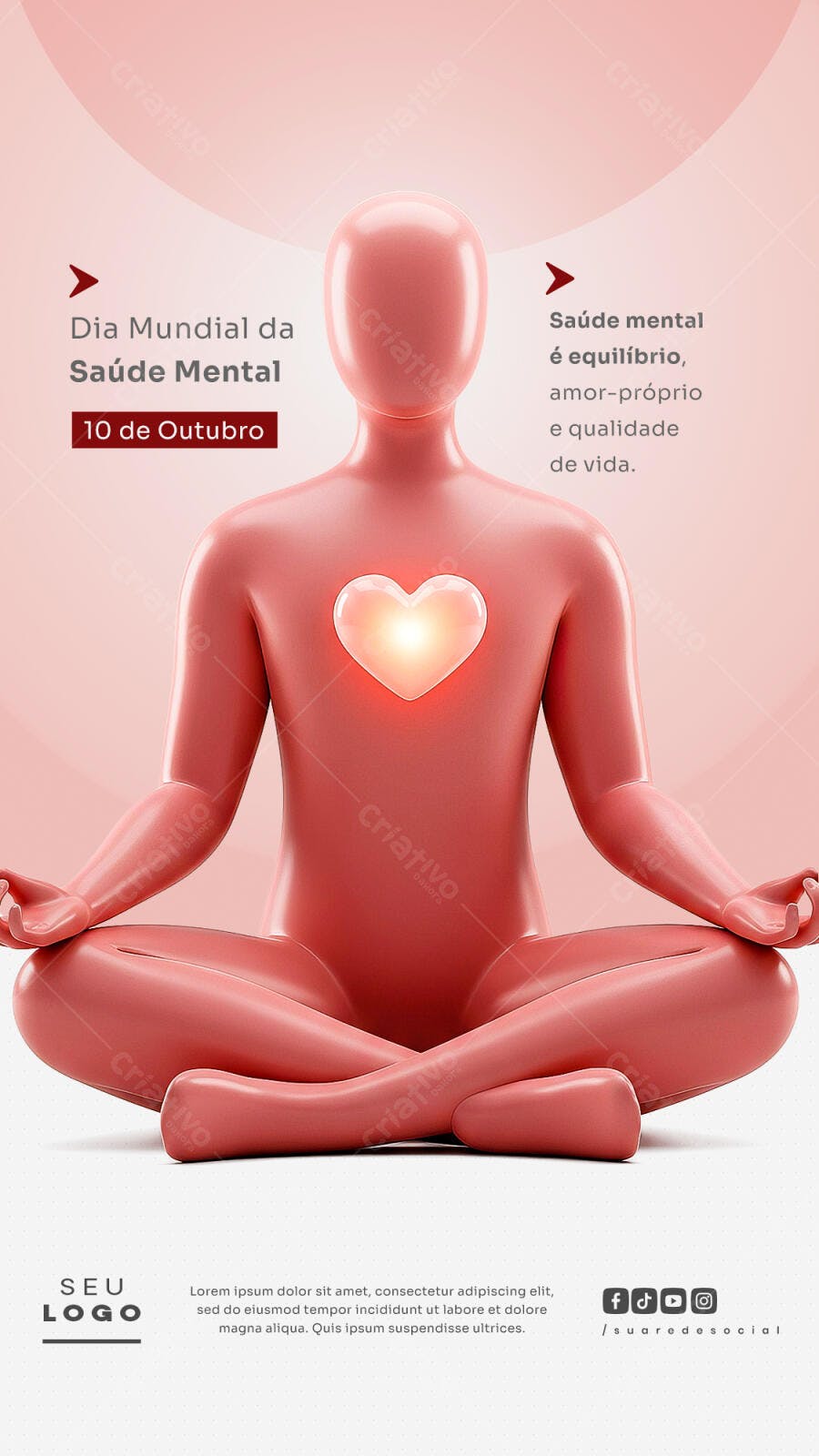 Flyer Dia Mundial da Saúde Mental PSD Editável