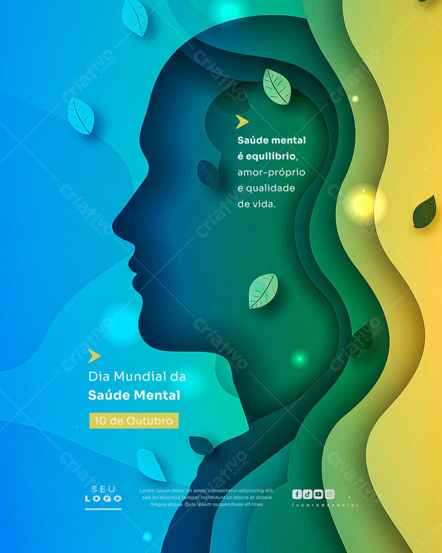 Flyer Dia Mundial da Saúde Mental PSD Editável