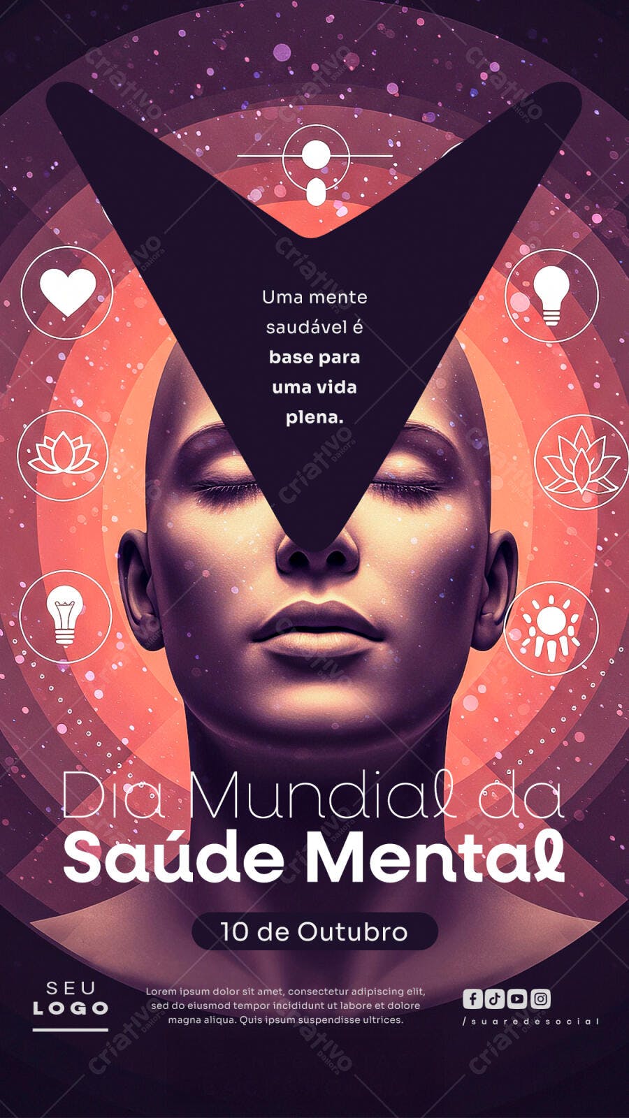 Flyer Dia Mundial da Saúde Mental PSD Editável