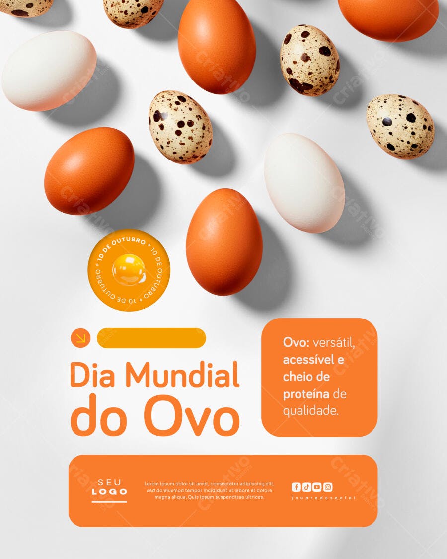 Flyer Dia Mundial do Ovo 10 de Outubro PSD Editável