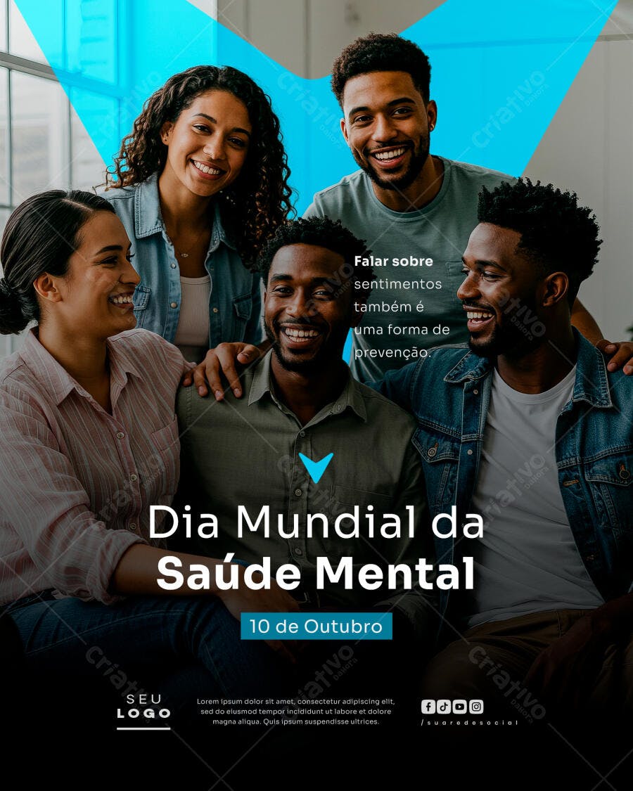 Flyer Dia Mundial Saúde Mental Jovens Diversos Psd Editável
