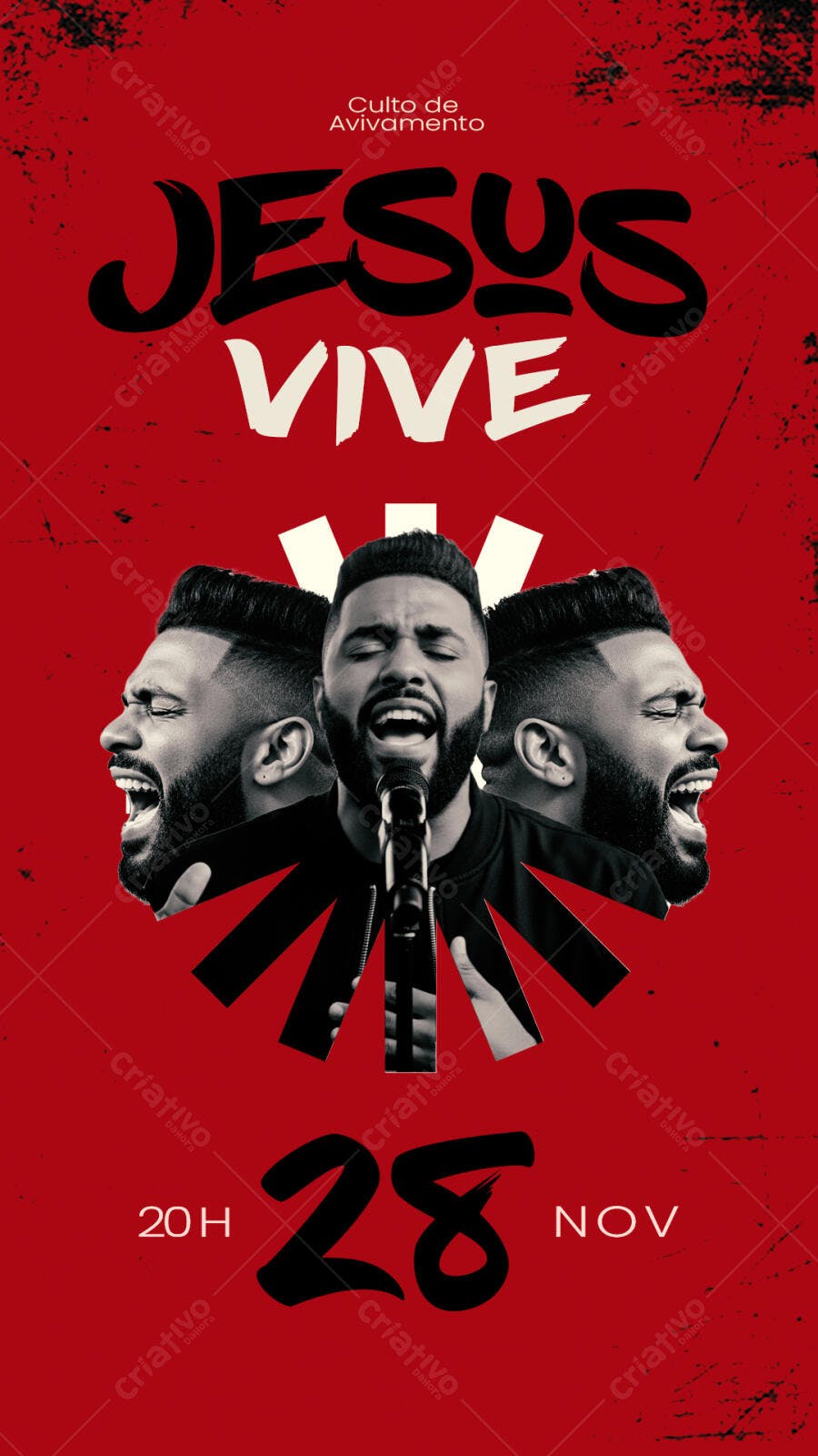 Flyer Culto de Avivamento Jesus Vive PSD Editável