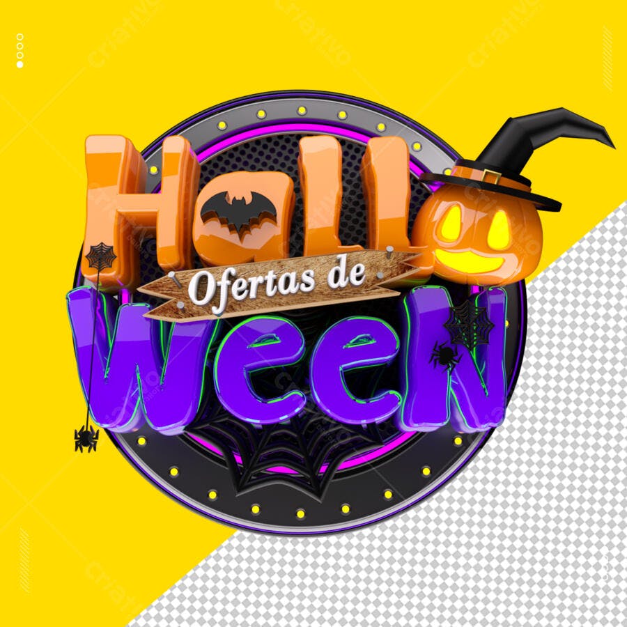Gráfico 3D Halloween Ofertas com Abóbora PSD Editável