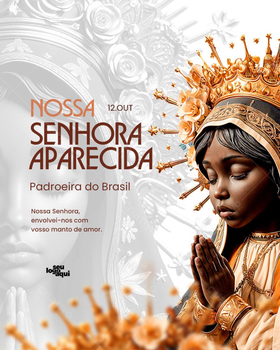 Arte Digital Nossa Senhora Aparecida Dia da Padroeira do Brasil PSD Editável