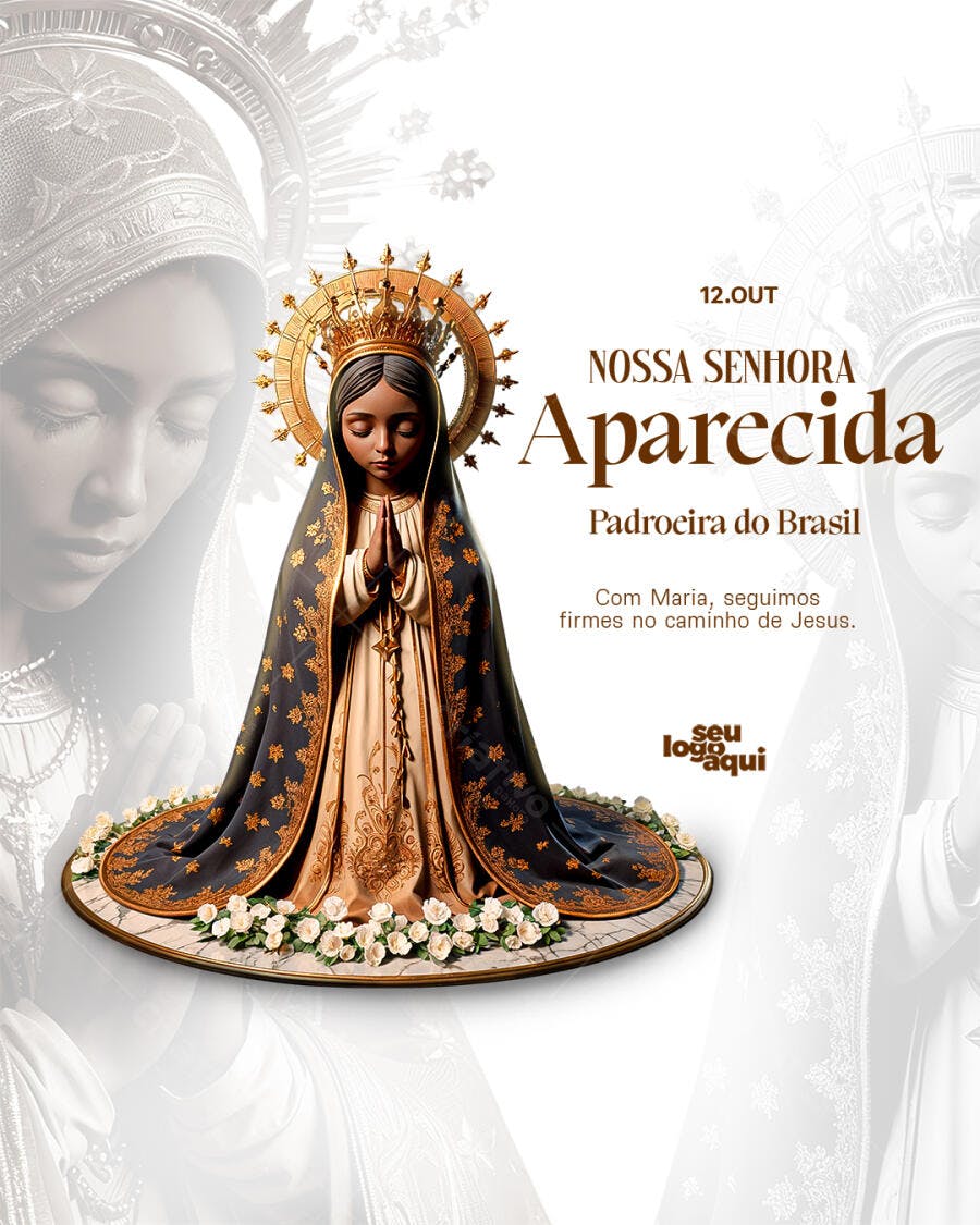Flyer Devocional Nossa Senhora Aparecida 12 Outubro PSD Editável