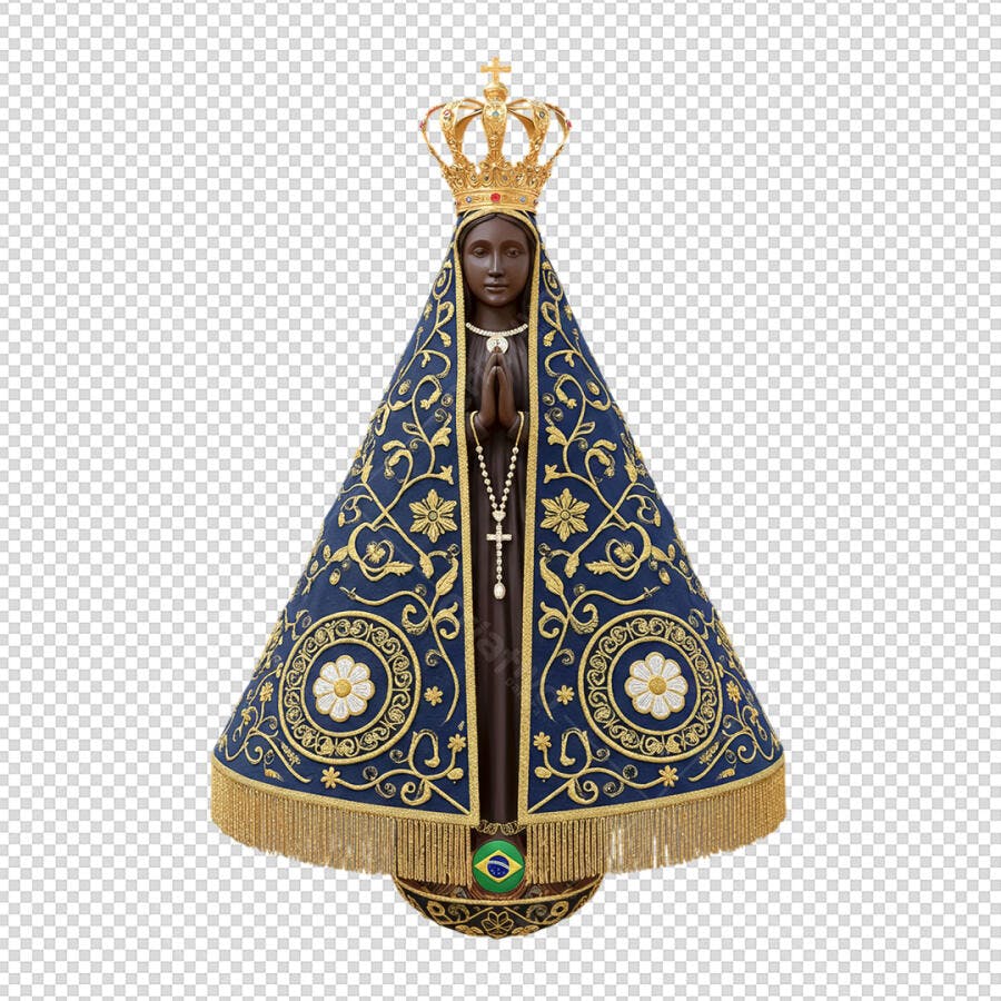 Estátua Nossa Senhora Aparecida para Celebração Religiosa PSD Editável