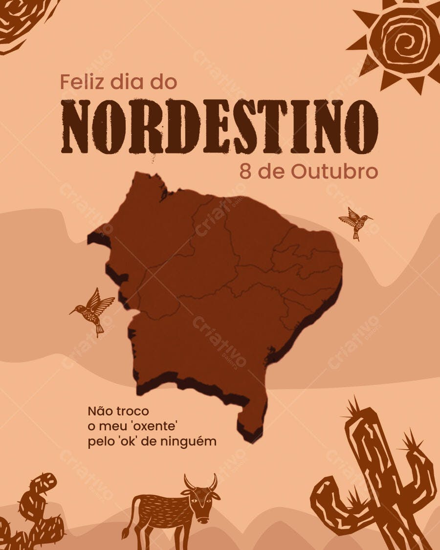Flyer Dia do Nordestino 8 de Outubro PSD Editável
