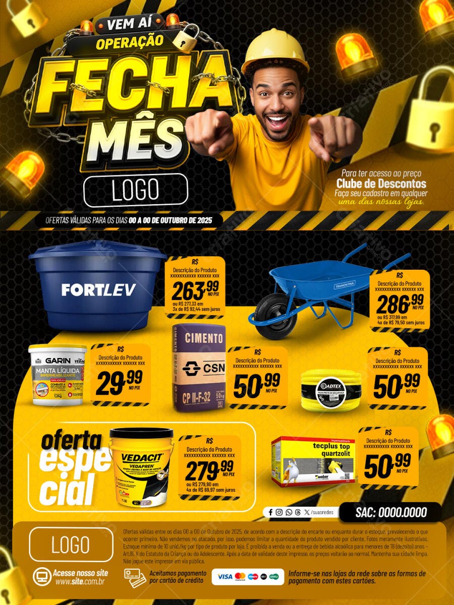 Flyer Operação Fecha Mês Materiais de Construção Psd Editável