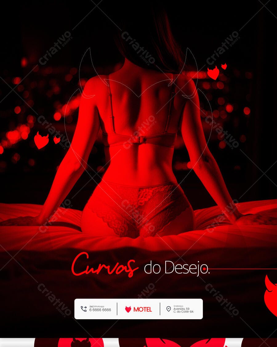 Flyer para Promoção Motel Curvas do Desejo PSD Editável
