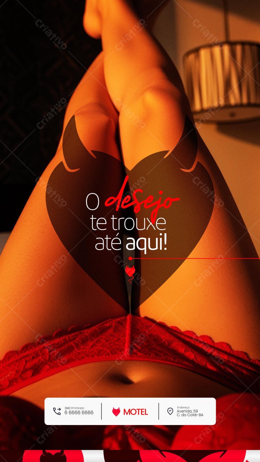 Flyer Sensual para Motel com Lingerie Vermelha PSD Editável