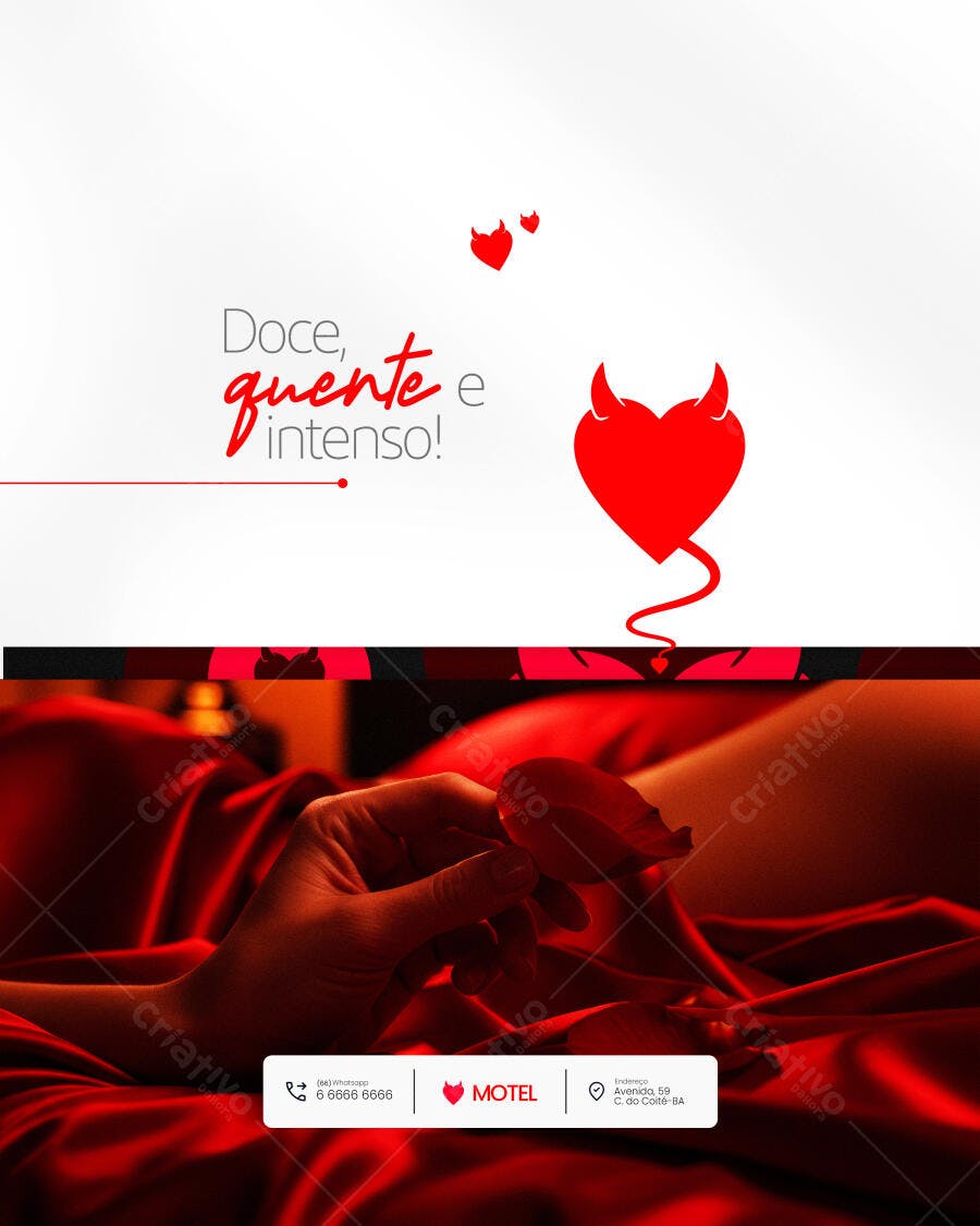 Flyer para Promoção Motel Doce Quente e Intenso PSD Editável