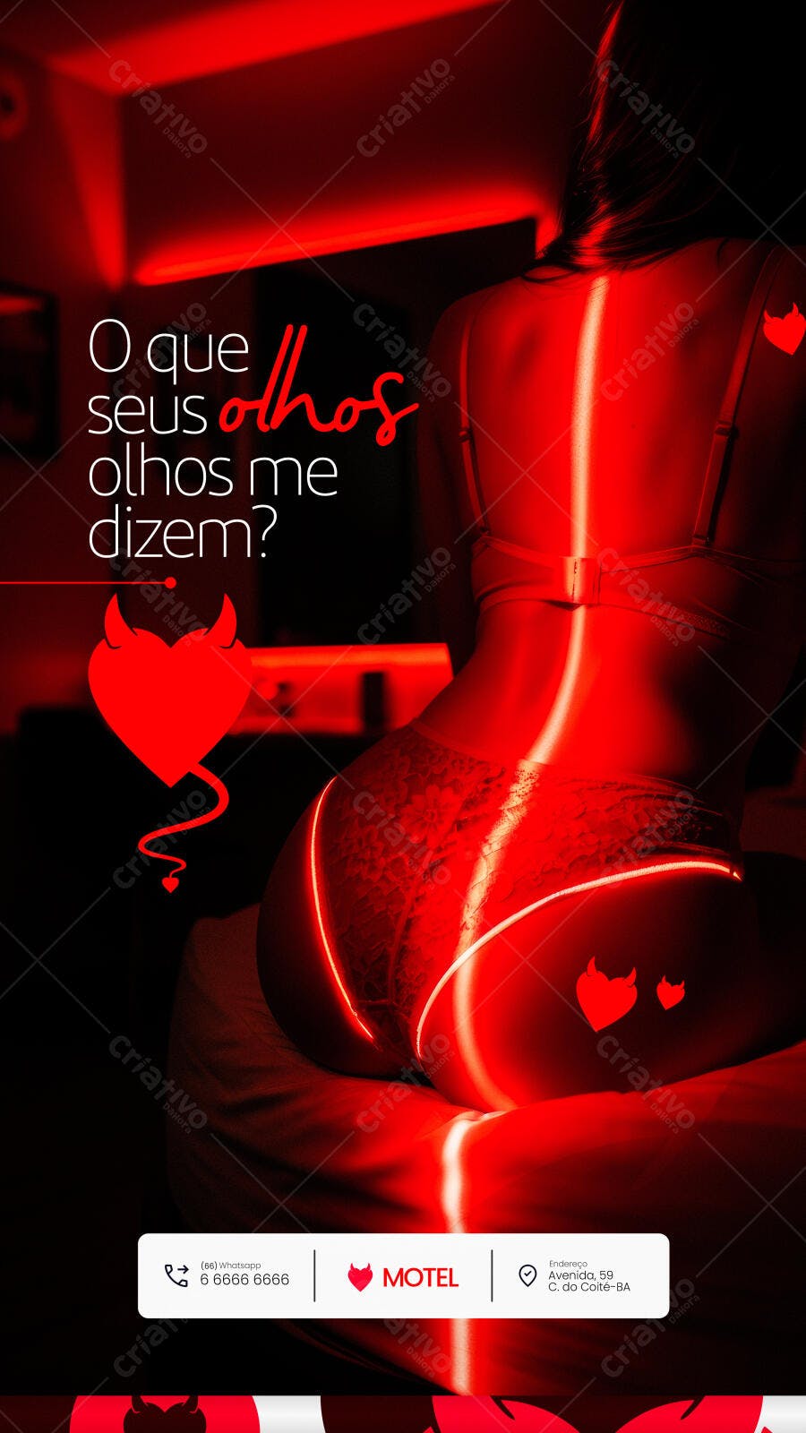 Flyer Sensual para Motel "O que seus olhos me dizem?" PSD Editável