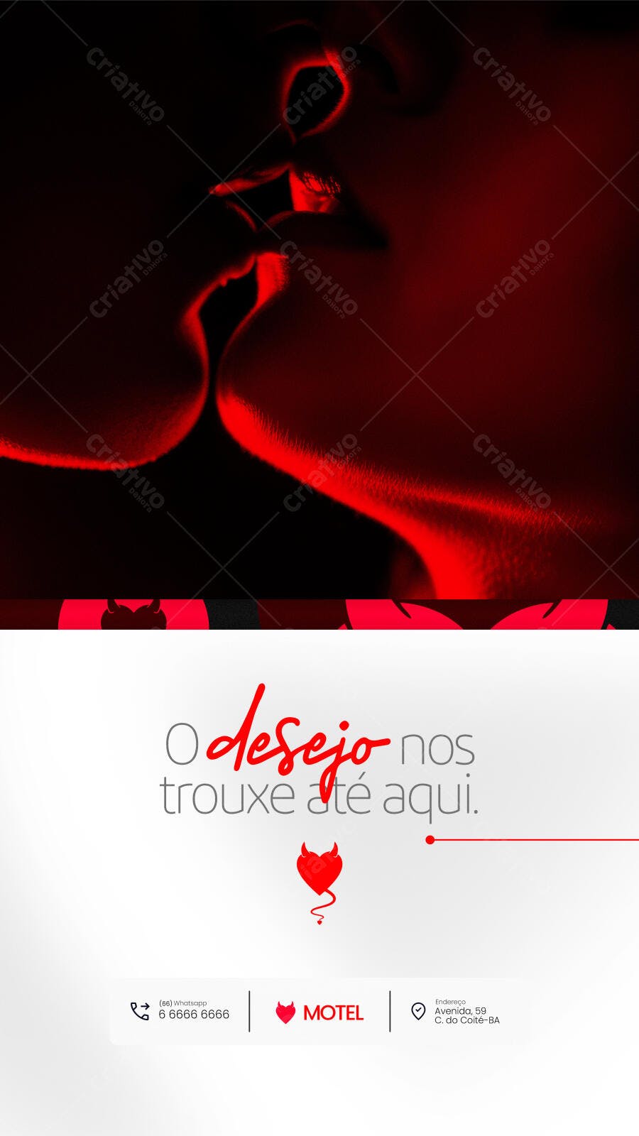 Flyer Motel Intenso Casal Beijando Luz Vermelha Psd Editável