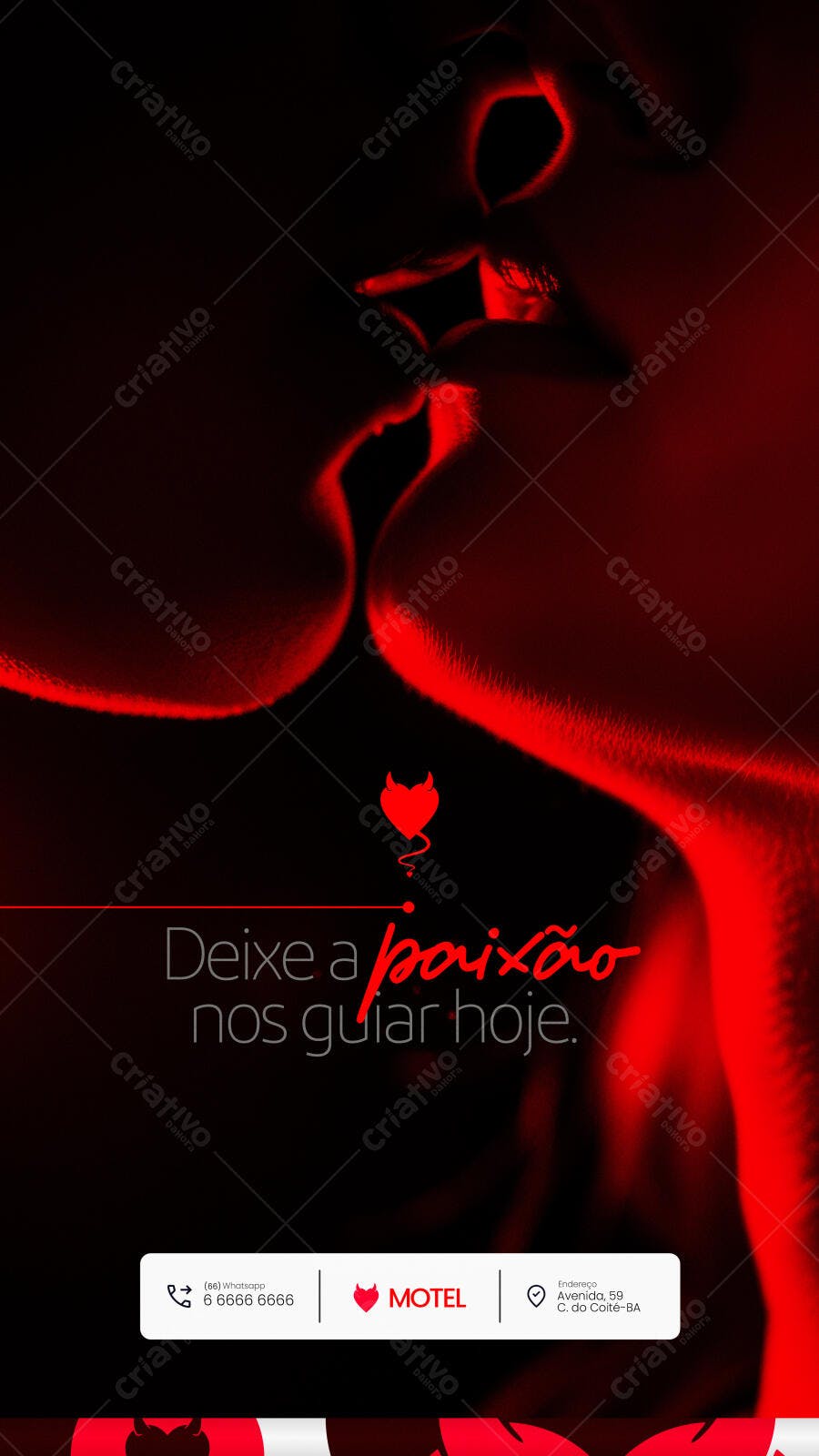Flyer Vermelho para Motel Noite de Paixão Casal PSD Editável