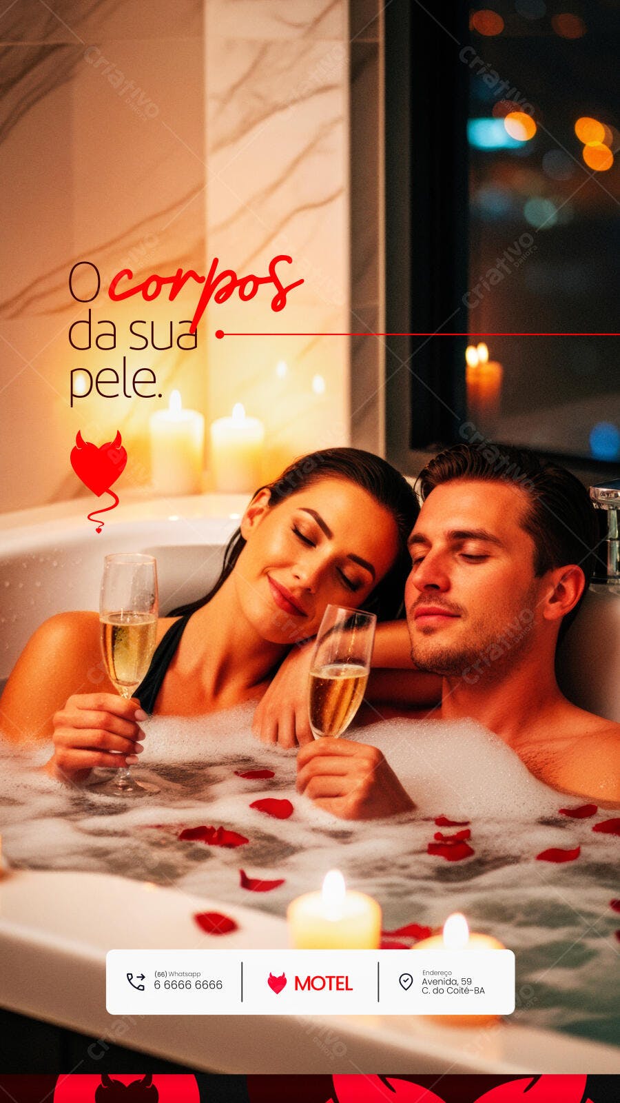 Flyer Vertical para Noite Íntima em Motel PSD Editável