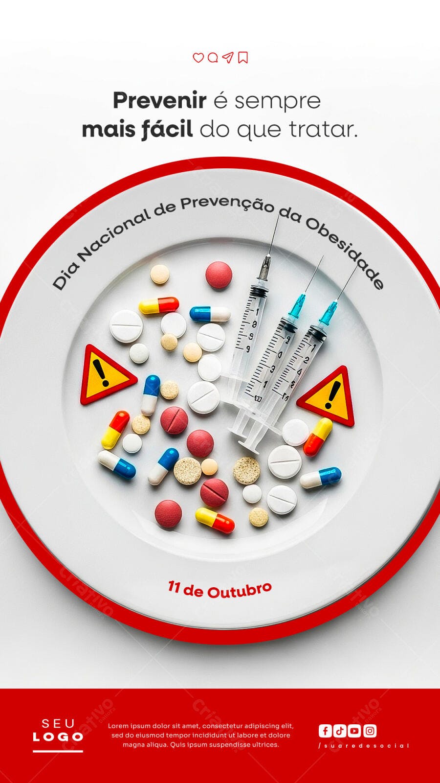 Flyer Dia Nacional de Prevenção da Obesidade PSD Editável