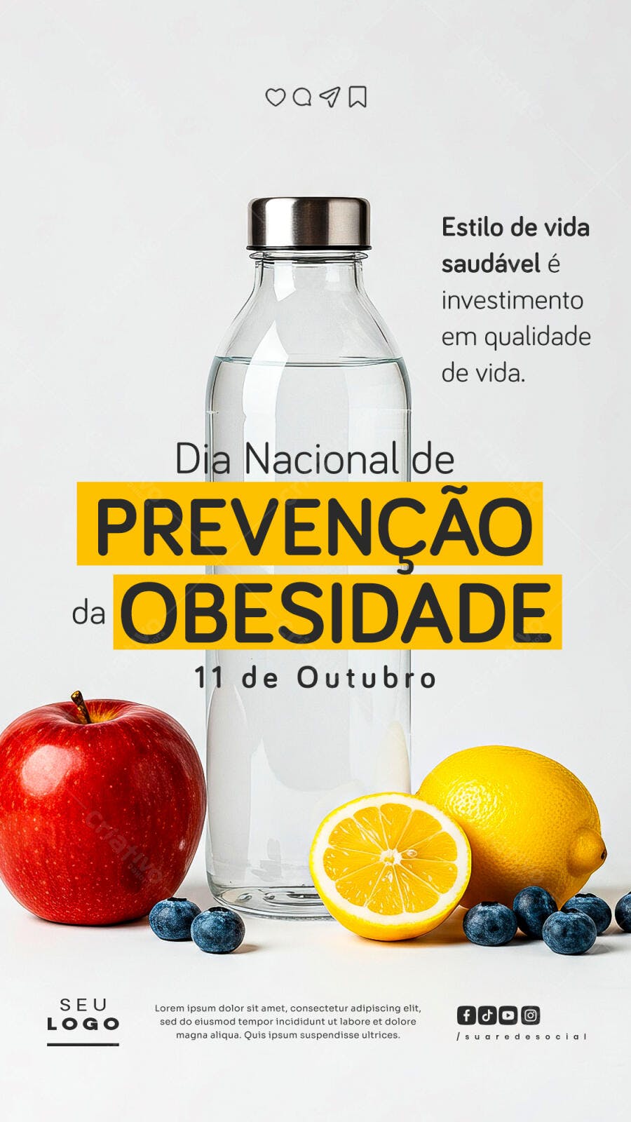 Flyer Dia Nacional Prevenção da Obesidade PSD Editável