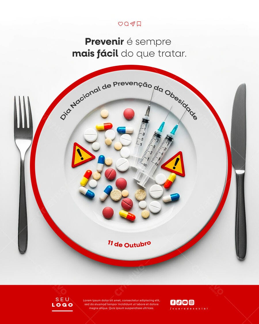 Flyer Dia Nacional de Prevenção da Obesidade PSD Editável